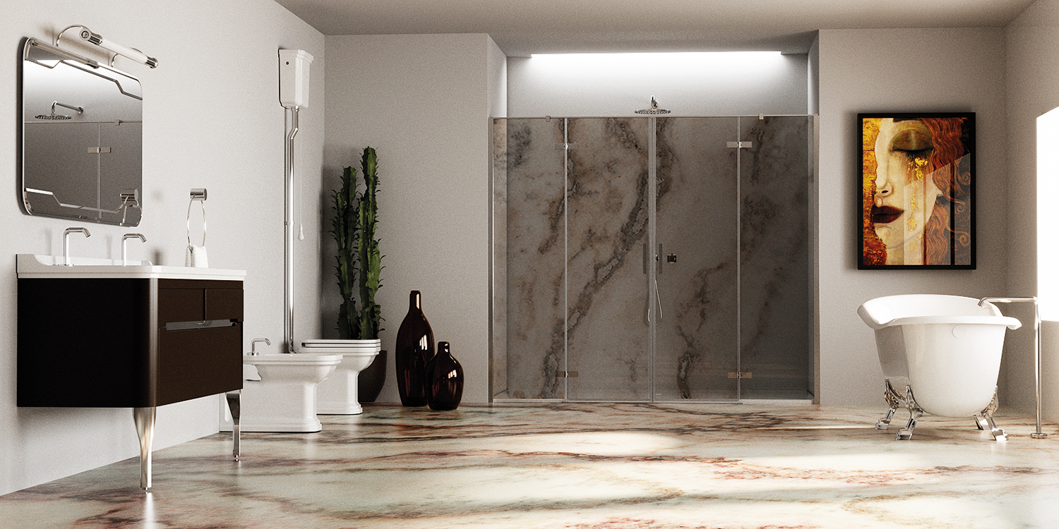 Collezione Decoro marmo - Piatti, box doccia, vasche e minipiscine - Prodotti Secci Rappresentanze